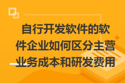 自行開發(fā)軟件的軟件企業(yè)如何區(qū)分主營業(yè)務(wù)成本與研發(fā)費(fèi)用——以技術(shù)開發(fā)及銷售為例